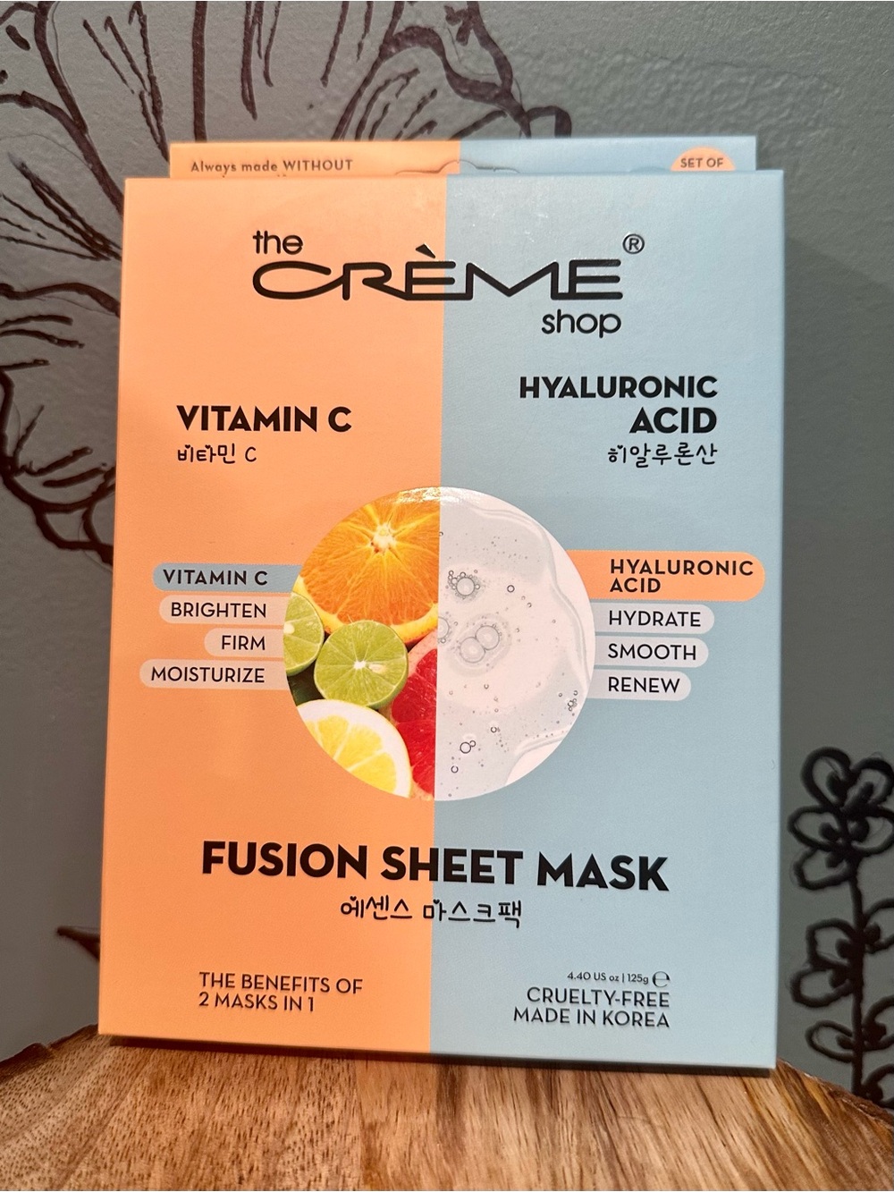 The Crème Shop Vitamin C & Hyaluronic Acid Fusion Sheet Mask: 5 Pack